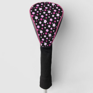 Couvre-club De Golf Nom motif de fleurs de dégradé rose moderne
