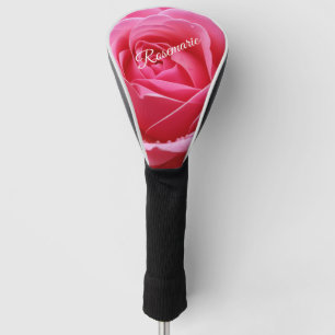 Couvre-club De Golf Nom personnalisé Fleur Rose élégant