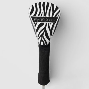 Couvre-club De Golf Nom personnalisé Impression Zèbre Noir et Blanc