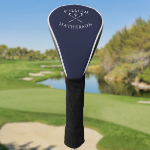 Couvre-club De Golf Nom Personnalisé Marine Blue and White Golf Clubs