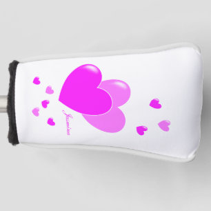 Couvre-club De Golf Nom Personnalisé Modèle Coeurs Rose Feminine Sur