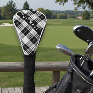 Couvre-club De Golf Nom personnalisé Motif tatan noir et blanc