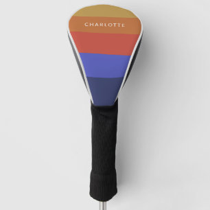 Couvre-club De Golf Nom personnalisé rayures colorées et grasses golfe