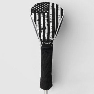 Couvre-club De Golf Nom personnalisé Retro American Flag Golf Cadeau