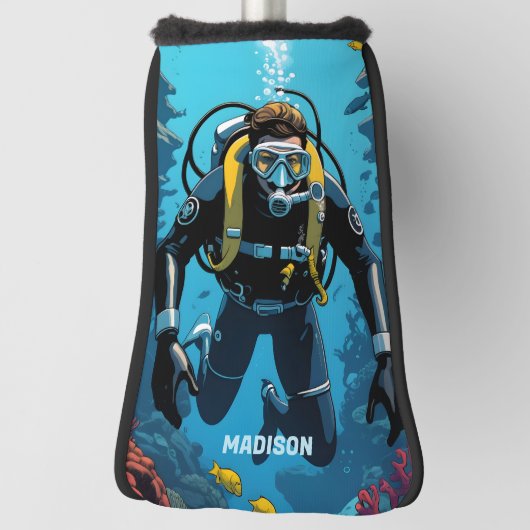 Couvre-club De Golf Nom personnalisé Scuba Diver (Tourné à 90°)