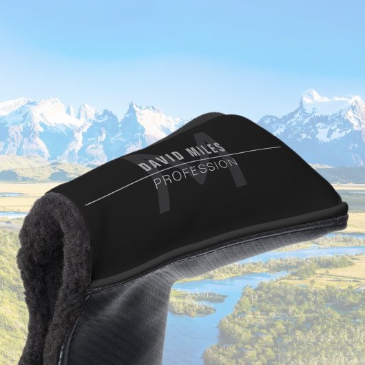 Couvre-club De Golf Nom professionnel moderne Dark Grey