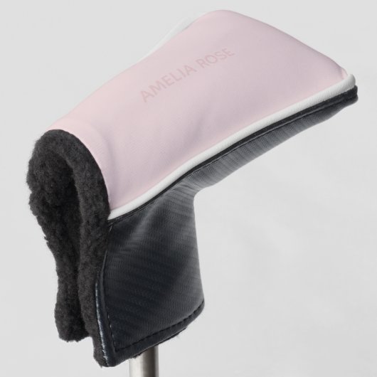 Couvre-club De Golf Nom rose subtil sur rose blush doux (Devant 3/4)