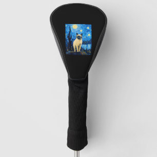 Couvre-club De Golf Nuit étoilée surréaliste Chat siamois