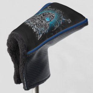 Couvre-club De Golf Odin Corbeaux et Épées Œil Lumineux Bleu dieu nord