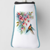 Couvre-club De Golf OEuvre florale/printanière de colibri (Tourné à 90°)