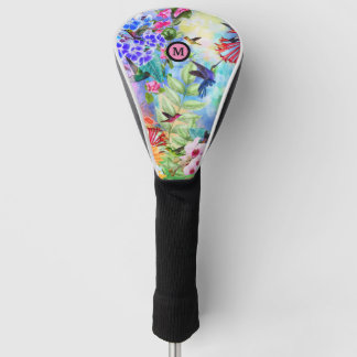 Couvre-club De Golf Oiseaux de brousse et fleurs initiaux
