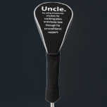 Couvre-club De Golf Oncle Inspirational Funny Citation Typographie Onc<br><div class="desc">Uncle Inspirational Funny Citation Typographie Uncle Golf Head Cover conçu par Nisha Prabhu. Dégagez avec élégance avec cette couverture Uncle Golf Head qui vous propose une citation drôle et inspirante. Parfait pour l'oncle qui aime frapper le vert et faire une déclaration sur le cours. Fait un grand cadeau pour la...</div>