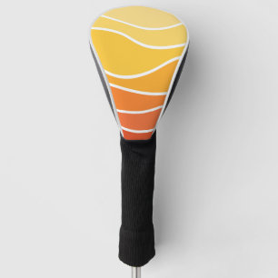 Couvre-club De Golf Ondes de style rétro jaune et orange