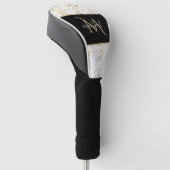 Couvre-club De Golf Or & Marbre blanc avec Monogramme noir Luxe (Incliné)