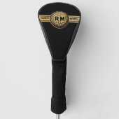 Couvre-club De Golf Or personnalisé classique or et noir avec initiale (Devant)