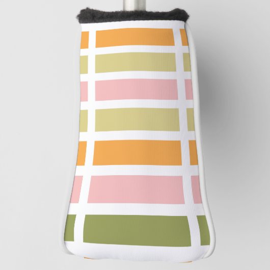 Couvre-club De Golf Or rose orange et rayures vertes (Tourné à 90°)