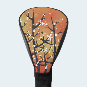 Couvre-club De Golf Orange Abstrait Brûlé Floral