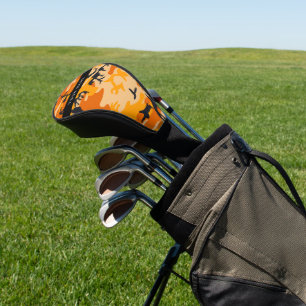 Couvre-club De Golf Orange Camouflage Votre nom Personnalisez