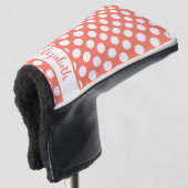 Couvre-club De Golf Orange polka dot golf head cover custom name (Devant 3/4)