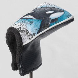 Couvre-club De Golf Orca Baleine Bleu Aquarelle Carte Nautique