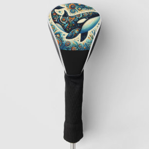 Couvre-club De Golf Orca Killer Whale Floral Whimsical Plage nautique