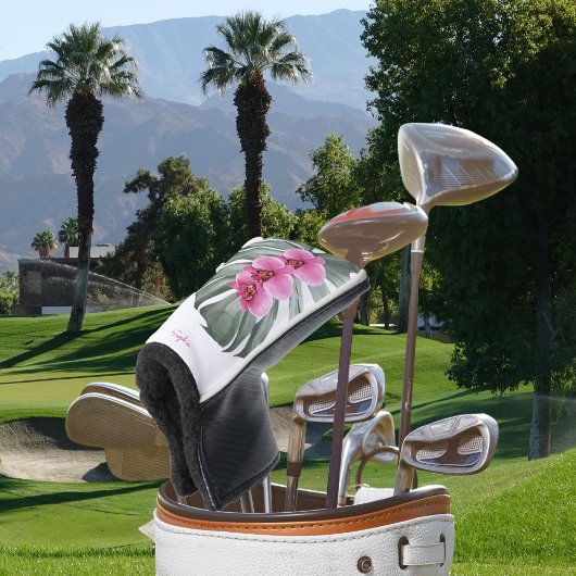 Couvre-club De Golf Orchidées roses chaudes Flore tropicale avec votre