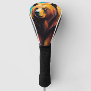 Couvre-club De Golf Ours grizzli avec aurores boréales