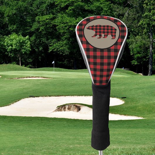 Couvre-club De Golf Ours Plaid Noir Rouge