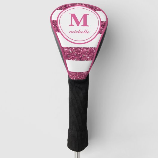 Couvre-club De Golf Paillette rose | Golf | monogramme de NOM personna (Devant)