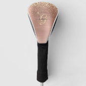 Couvre-club De Golf Paillettes dorées, monogramme doré, nom en script (Devant)
