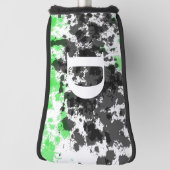 Couvre-club De Golf Paint Splatter vert noir blanc Monogramme (Tourné à 90°)