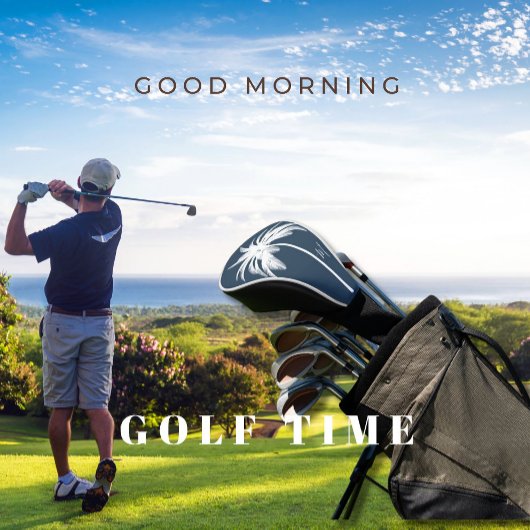 Couvre-club De Golf Palmier Bleu Blanc Tropical Élégant Monogramme