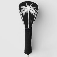 Palmier Noir Blanc Tropical Élégant Monogramme