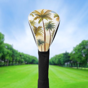 Couvre-club De Golf Palmiers Tropicaux Peinture Aquarelle de Plage