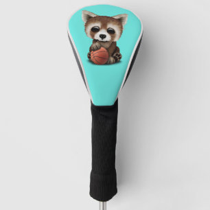 Couvre-club De Golf Panda rouge de bébé mignon jouant avec le