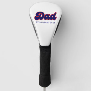 Couvre-club De Golf Papa rétro rouge et bleu, année personnalisée