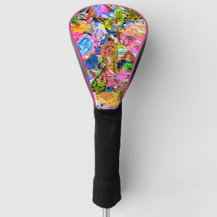 Couvre-club De Golf Papier de fleurs en cachemire abstrait et joli