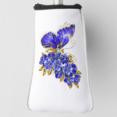 Couvre-club De Golf Papillon saphir à fleurs (Tourné à 90°)