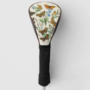 Couvre-club De Golf Papillons et fleurs Illustration Vintage 1