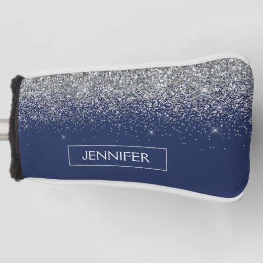 Couvre-club De Golf Parties scintillant bleue Silver Navy Girl Monogra (Devant)