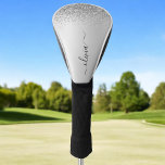 Couvre-club De Golf Parties scintillant d'argent étincelle Glam métal<br><div class="desc">Argent Faux Foil Parties scintillant à étincelles métalliques brossé Monogramme Nom Golf Driver Cover. Cela rend le cadeau parfait pour 16 ans,  mariage,  douche nuptiale,  anniversaire,  baby shower ou bachelorette pour quelqu'un qui aime le luxe glam et les styles chic.</div>