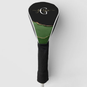 Couvre-club De Golf Parties scintillant d'or et Monogramme d'âge vert
