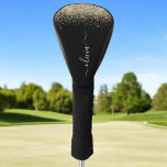 Couvre-club De Golf Parties scintillant Noir Or Script Monogramme Nom<br><div class="desc">Parties scintillant d'étincelle dorée et noire Script Monogramme Nom Golf Driver Cover. Cela rend le cadeau parfait pour 16 ans,  mariage,  douche nuptiale,  anniversaire,  baby shower ou bachelorette pour quelqu'un qui aime le luxe glam et les styles chic.</div>