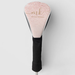 Couvre-club De Golf Parties scintillant or Rose tendance Initiales fan
