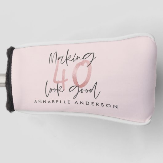 Couvre-club De Golf parties scintillant rose fille, 40e anniversaire m (Devant)