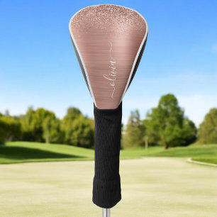 Couvre-club De Golf Parties scintillant rose rose or brossé Monogramme