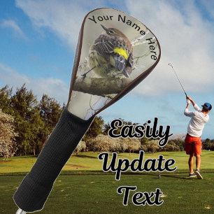 Couvre-club De Golf Paruline à rayures jaunes personnalisées