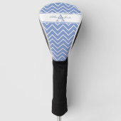 Couvre-club De Golf Pastel Blue Grey Chevron Zigzag Motif Monogramme (Devant)