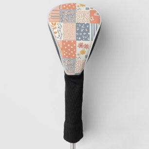 Couvre-club De Golf Patchwork floral romantique en rose et ivoire
