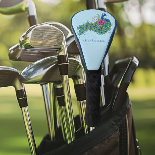 Couvre-club De Golf Peacock Blue Lotus Fleur Henné